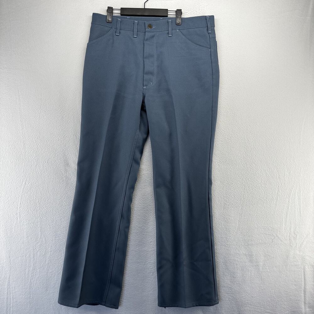 Vintage Sedgefield Pants Mens 37x34 Blue Trousers Bootcut Work Talon Zip 70s 80s